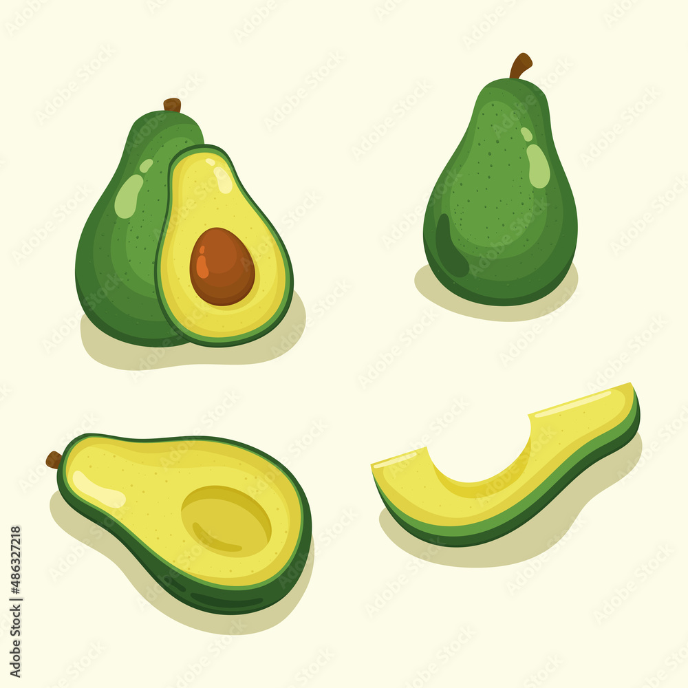 avocados vegetables four icons avocados vegetables four icons