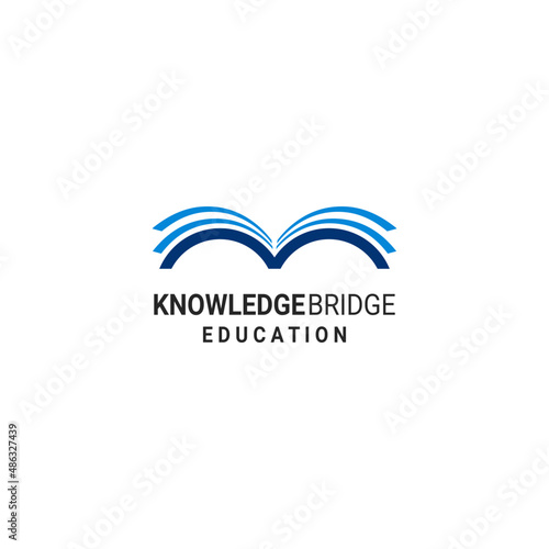 book logo combination with bridge vector design