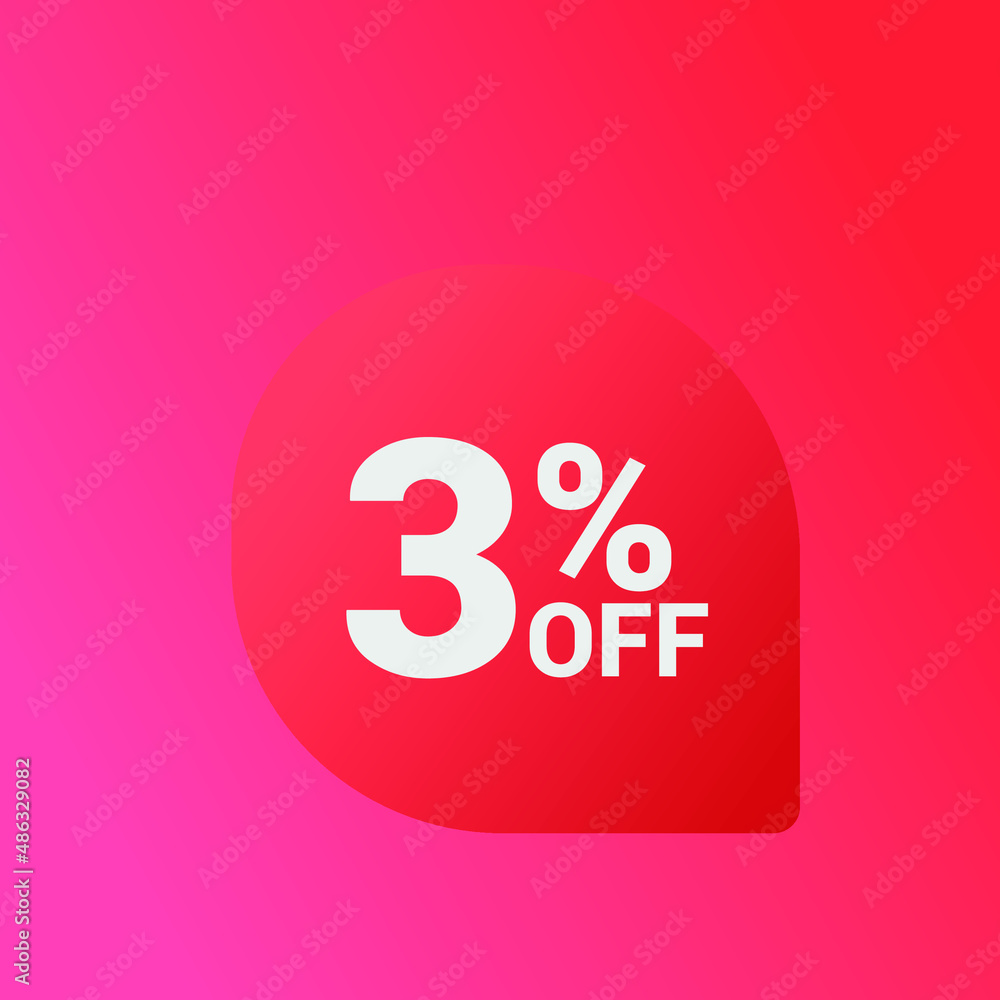 3% off Sale banner offer ad discount promotion vector banner. price discount offer. season sale promo sticker colorful background
