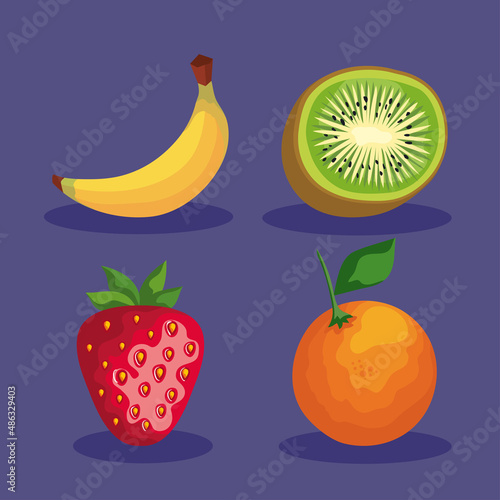 Fototapeta Naklejka Na Ścianę i Meble -  four fresh fruits