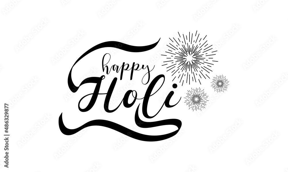 Happy holi. Hindu festival brush calligraphy concept vector design for banner, card, poster, background. Happy holi. Hindu festival brush calligraphy concept vector design for banner, card, poster, background.