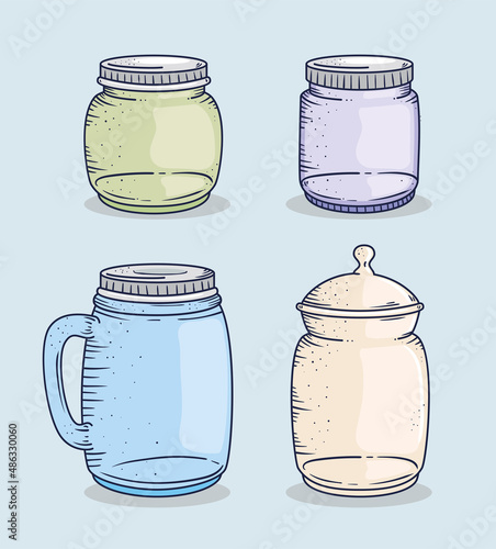 jars glass of colors