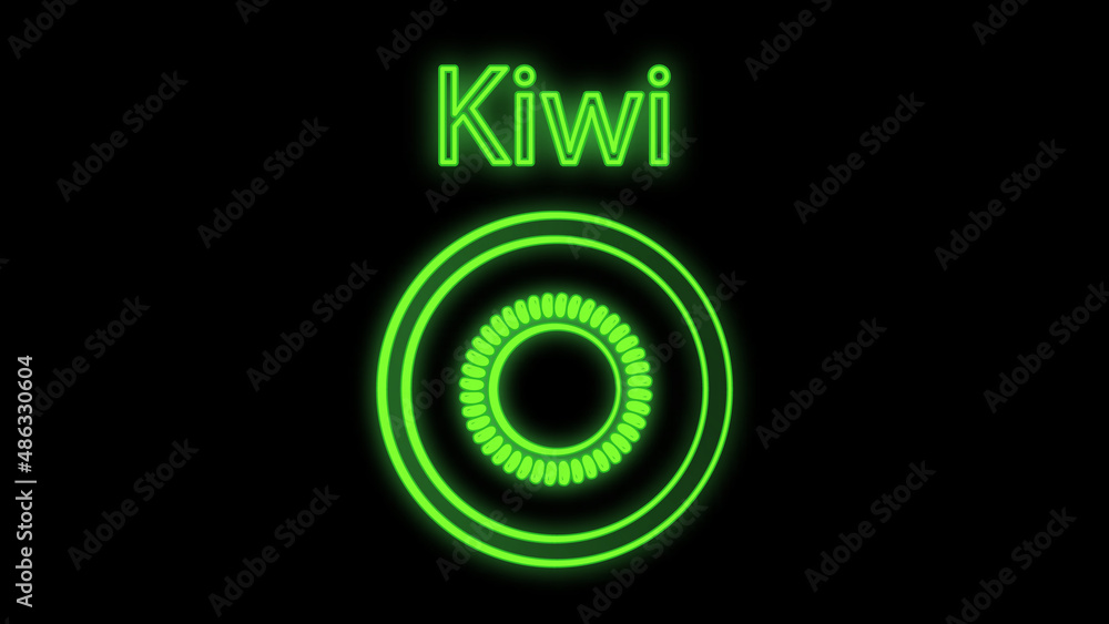 slice of kiwi on a black background. vector illustration. neon sign with the inscription kiwi green. round kiwi fruit in neon style, trendy and bright illustration slice of kiwi on a black background. vector illustration. neon sign with the inscription kiwi green. round kiwi fruit in neon style, trendy and bright illustration