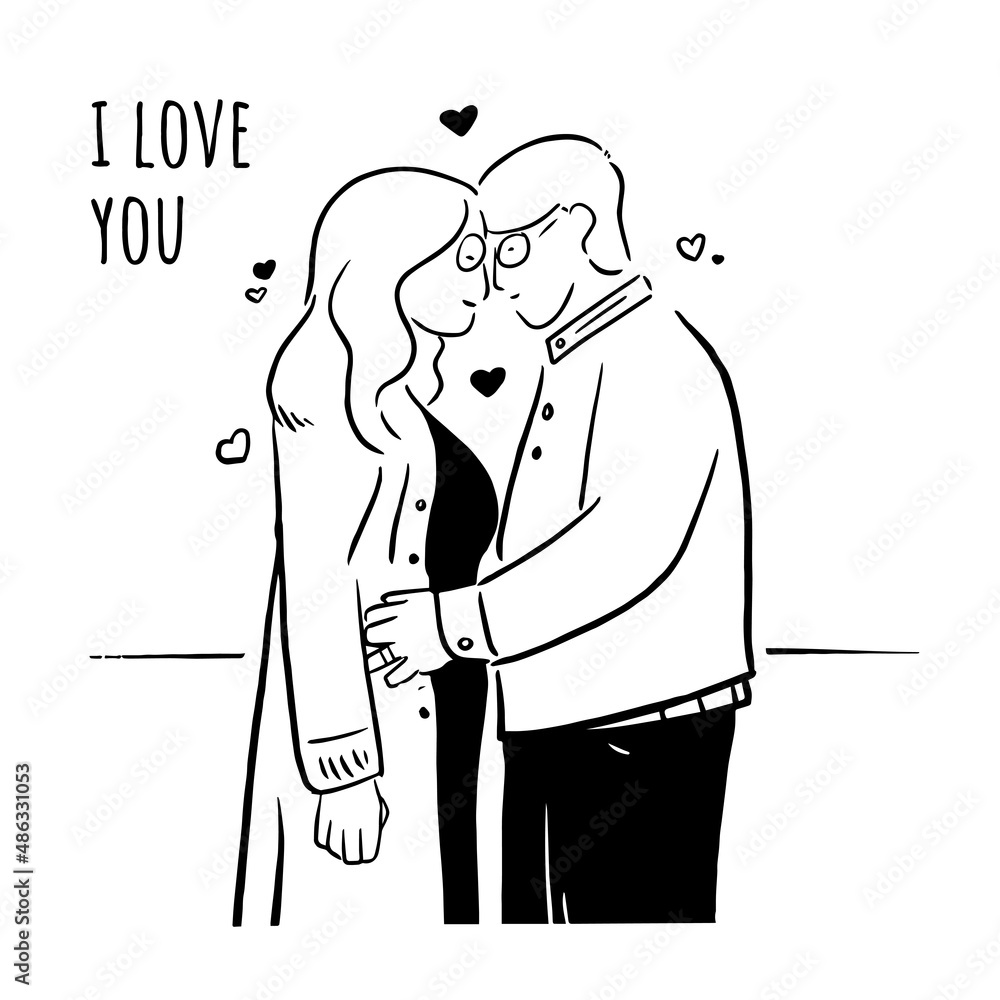 Couple show love each other while hugging Couple show love each other while hugging