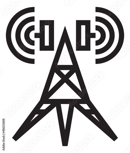 Broadcasting antenna icon. Metal tower for signal transmission