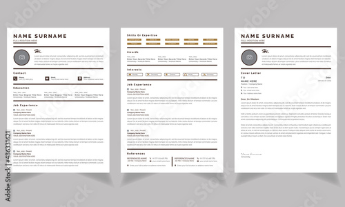 Resume Template and Cover Letter Simple Elegant style Set 