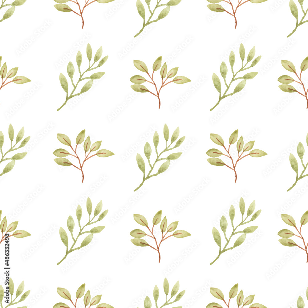 Watercolor leaf seamless pattern