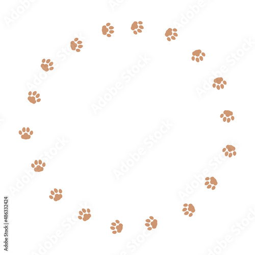 動物の足跡のフレーム背景イラスト素材 正方形