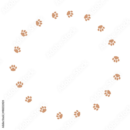 動物の足跡のフレーム背景イラスト素材　正方形