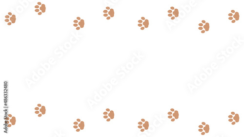 動物の足跡のフレーム背景イラスト素材　横長