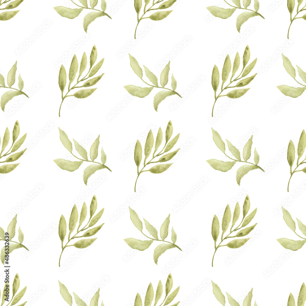 Watercolor leaf seamless pattern Watercolor leaf seamless pattern