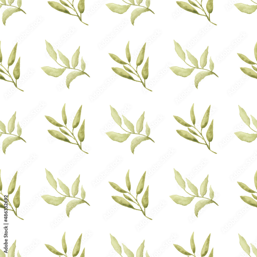 Watercolor leaf seamless pattern Watercolor leaf seamless pattern