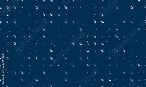 Seamless background pattern of evenly spaced white solo bobsleigh symbols of different sizes and opacity. Vector illustration on dark blue background with stars
