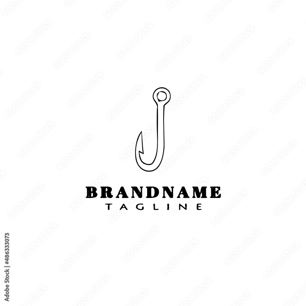 fishing hook logo cartoon design template icon black isolated vector illustration fishing hook logo cartoon design template icon black isolated vector illustration