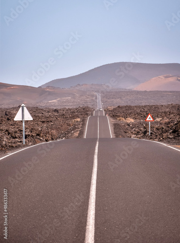Road through Timanfaya National Park | Lanzarote, Canary Islands, Spain