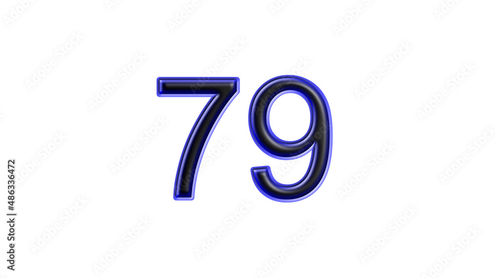 blue 79 number 3d effect white background blue 79 number 3d effect white background