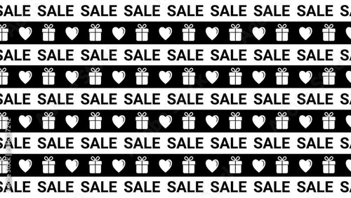 Animated banner with hearts, gifts for seasonal and holiday sales. Sale for Black Friday – advertising animation for website, social media posts, stories, branding design, covers. Motion design