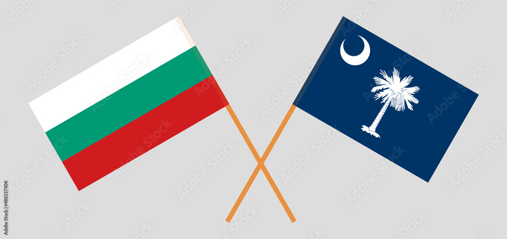 Crossed flags of Bulgaria and The State of South Carolina. Official colors. Correct proportion Crossed flags of Bulgaria and The State of South Carolina. Official colors. Correct proportion