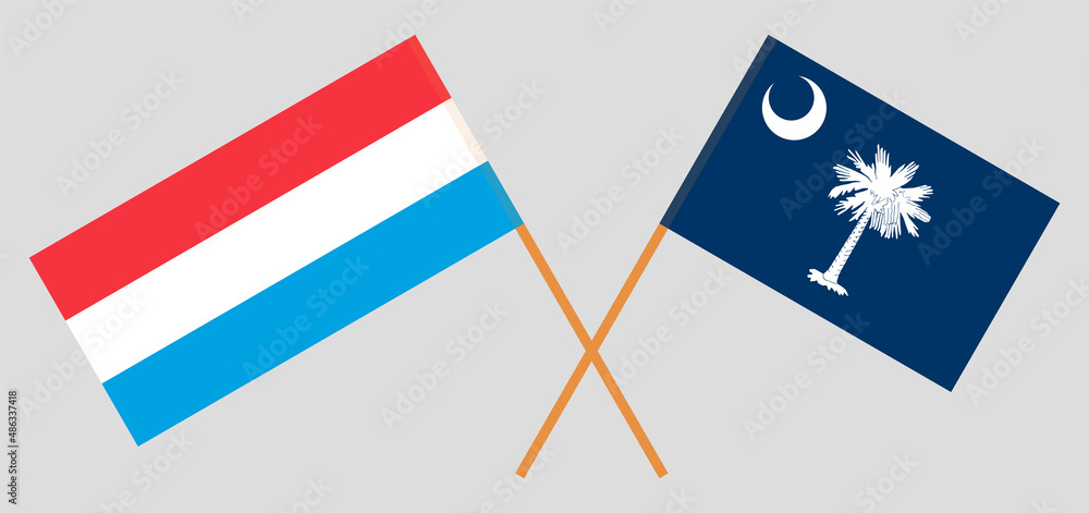 Crossed flags of Luxembourg and The State of South Carolina. Official colors. Correct proportion Crossed flags of Luxembourg and The State of South Carolina. Official colors. Correct proportion