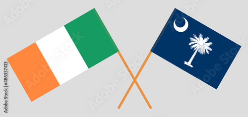 Crossed flags of Ireland and The State of South Carolina. Official colors. Correct proportion
