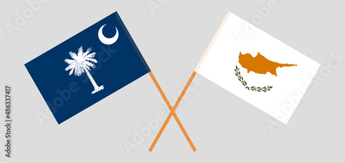 Crossed flags of The State of South Carolina and Cyprus. Official colors. Correct proportion