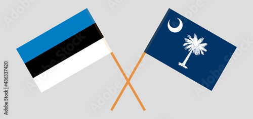 Crossed flags of Estonia and The State of South Carolina. Official colors. Correct proportion