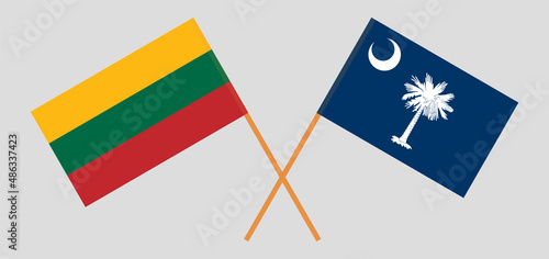 Crossed flags of Lithuania and The State of South Carolina. Official colors. Correct proportion