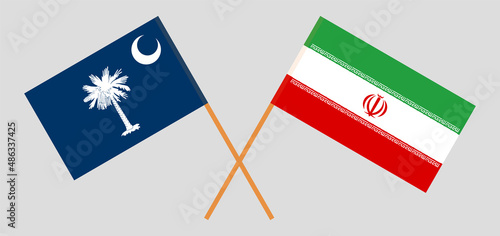 Crossed flags of The State of South Carolina and Iran. Official colors. Correct proportion