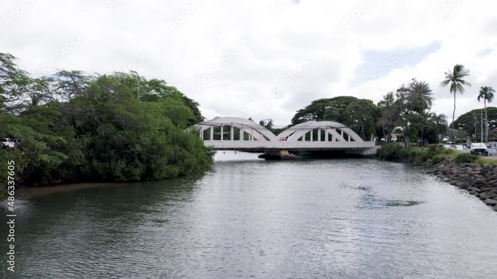 rainbow bridge, bridge, hawaii, oahu, haleiwa, hale'iwa, drone, arial ...