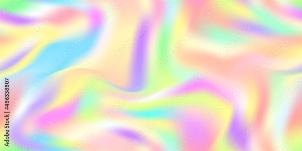 Iridescent holographic abstract pastel rainbow seamless pattern. Vibrant background in 80s and 90s style. Tie dye art gradient effect. Unicorn wallpaper. Fairy tale backdrop. - obrazy, fototapety, plakaty 