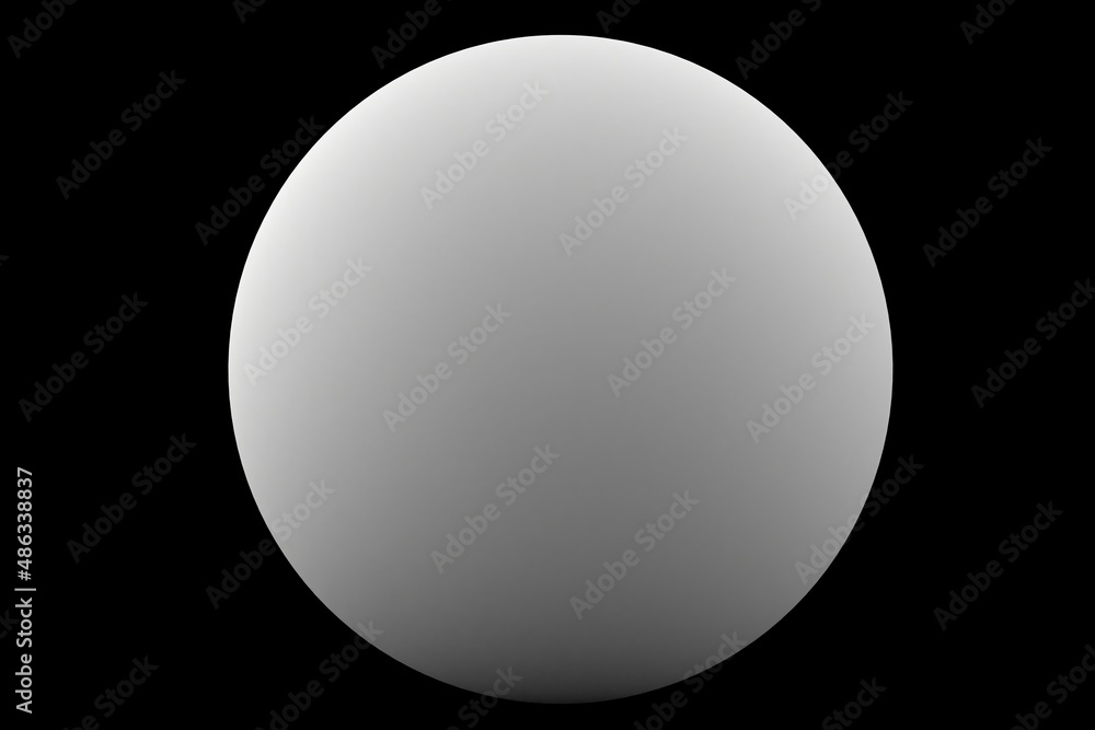 Big white Sphere or Button isolated on black background