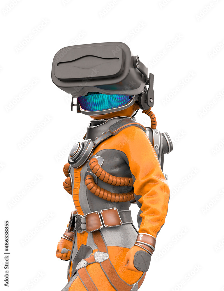 astronaut girl on vr close up view astronaut girl on vr close up view
