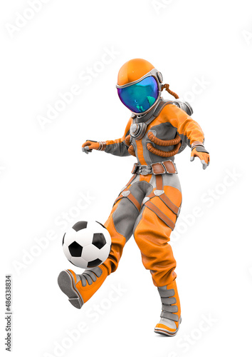 astronaut girl is playing football