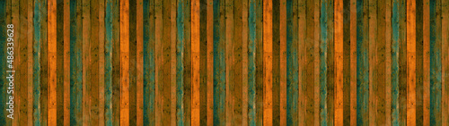 Old green orange abstract colored painted rustic dark grunge wooden timber table wall floor flooring texture - wood background banner blank pattern design © Corri Seizinger