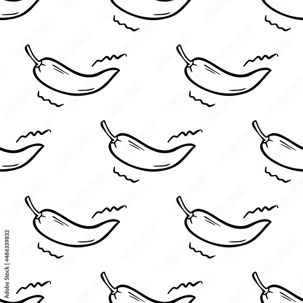 Vector seamless pattern with pepper. Vector graphics. Vector illustration Vector seamless pattern with pepper. Vector graphics. Vector illustration
