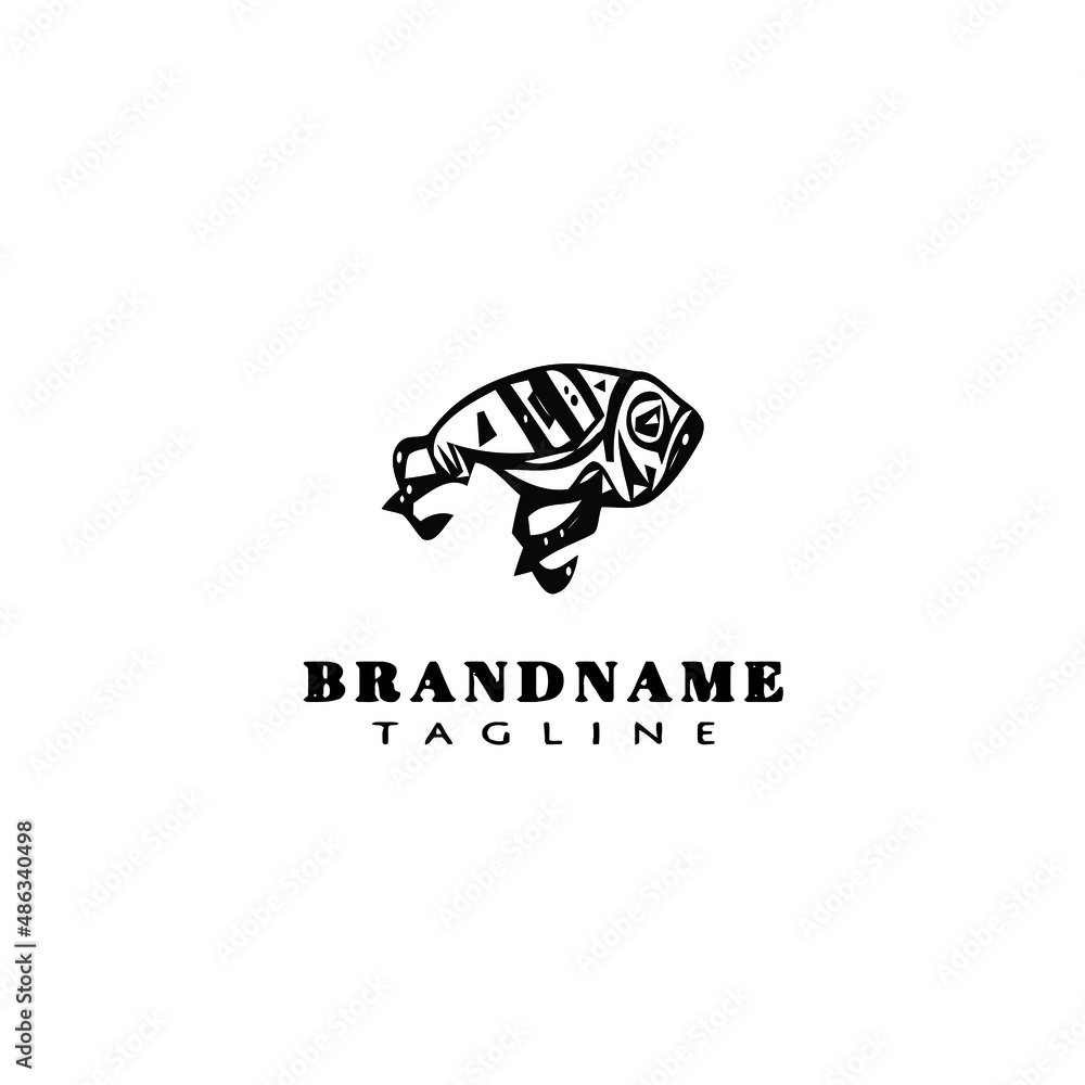 Fototapeta premium fishing lure logo cartoon design template icon black isolated vector