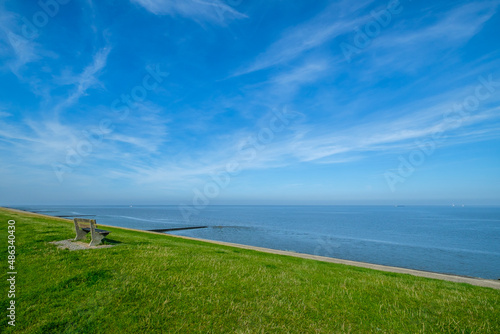 View of the sea and sky from dike photo
