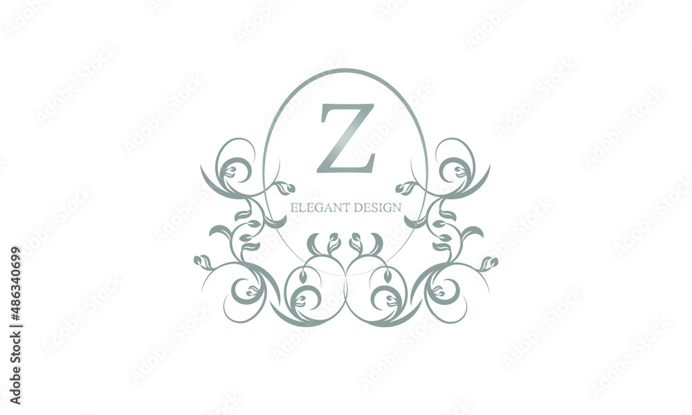 Decorative monogram in gray tones with the letter Z. Logo design for restaurants, hotel cards, business. Business refined style and brand of the company.