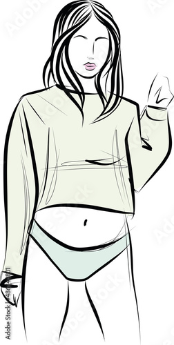 Woman underware solid icon. Lady underclothes isolated on white. T-shirt and panties glyph style design