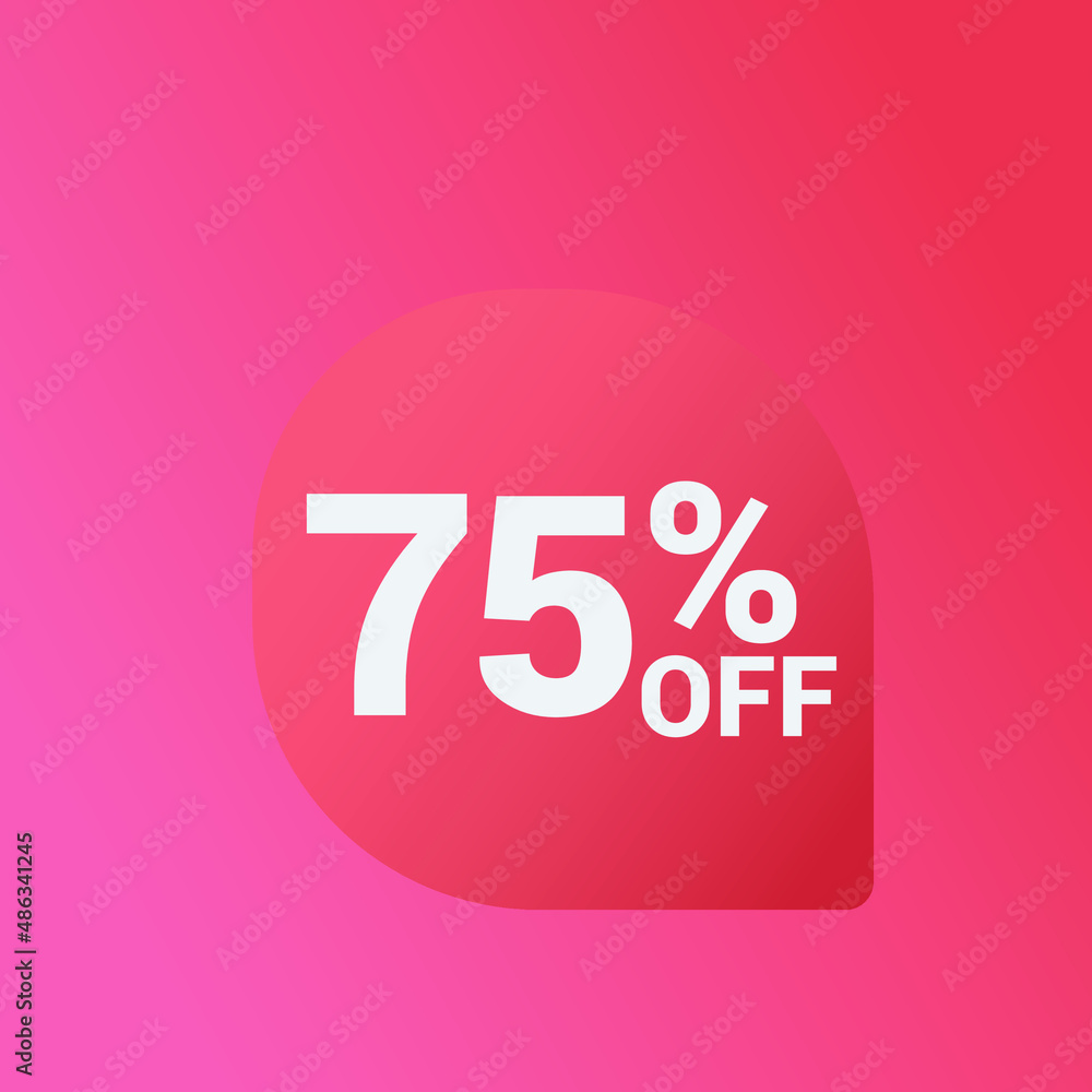 75% off Sale banner offer ad discount promotion vector banner. price discount offer. season sale promo sticker colorful background