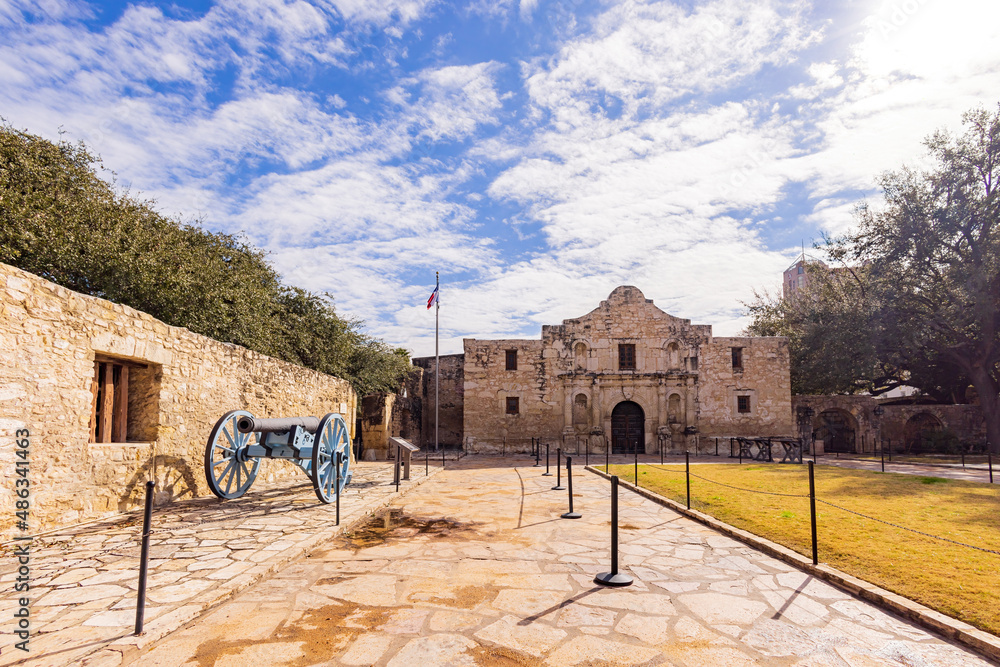 Sunny view of The Alamo