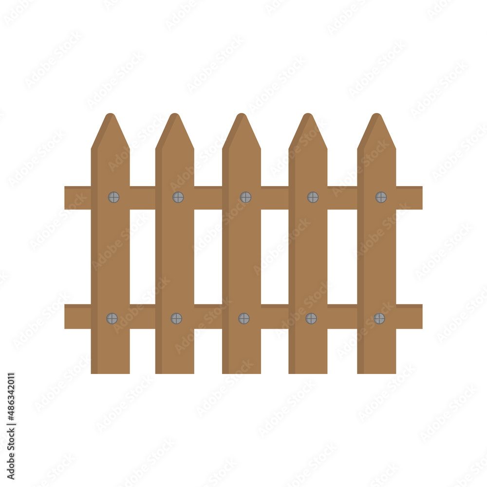 Wooden fence. Fence, vector illustration, isolated on white background