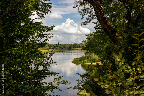 On the high bank
Beautiful summer landscape, with a view of the river and a beautiful reflection of a large cloud