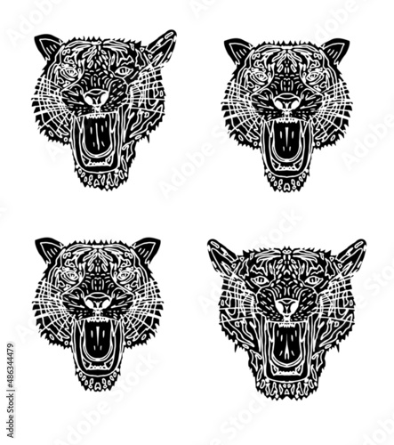 Photography Tattoo tribal wild cats tiger graphic design vector art
