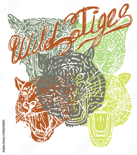 Photography Tattoo tribal wild cats tiger graphic design vector art