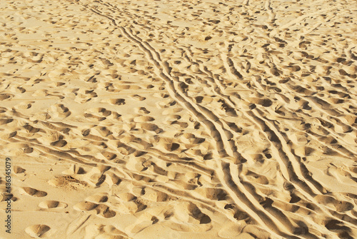 footprint on the beach sand texture bacground