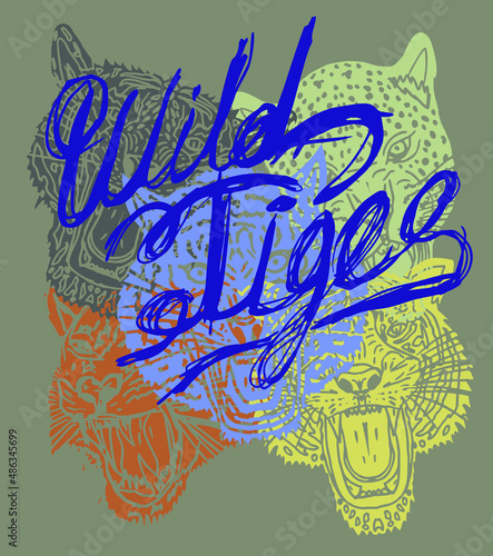 Photography Tattoo tribal wild cats tiger graphic design vector art