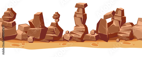 Desert rocks on ground. Wild west game background