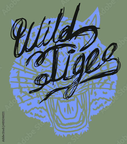 Canvas Print Tattoo tribal wild cats tiger graphic design vector art