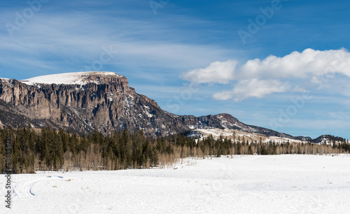 Winter Mountain Landscape with prominent 12,706 Foot Bristol Head Peak, which is part of the San Juan Mountain Range. 